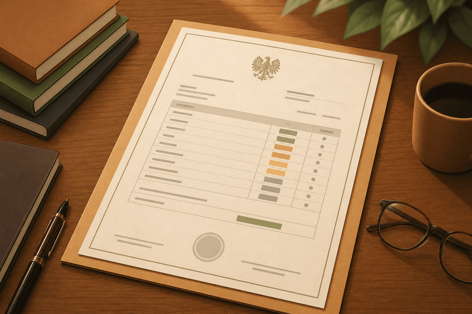 Illustration zum Ratgeber „Zeugnisnote berechnen“ – Notenschlüssel und Benotung für Lehrkräfte