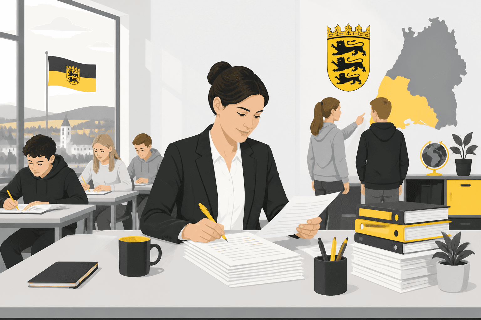 Illustration zum Ratgeber „Notenschlüssel Baden-Württemberg“ – Notenschlüssel und Benotung für Lehrkräfte