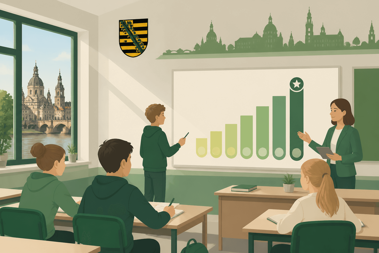 Illustration zum Ratgeber „Notenschlüssel Sachsen“ – Notenschlüssel und Benotung für Lehrkräfte