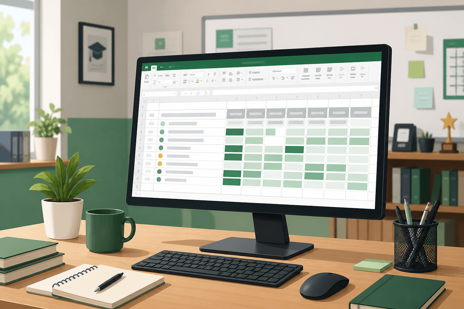 Illustration zum Ratgeber „Excel Vorlage“ – Notenschlüssel und Benotung für Lehrkräfte